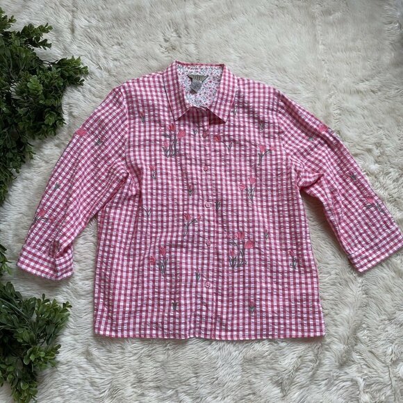 Vintage Teddi Blouse Retro 80s Farmhouse Top XL - Picture 12 of 12
